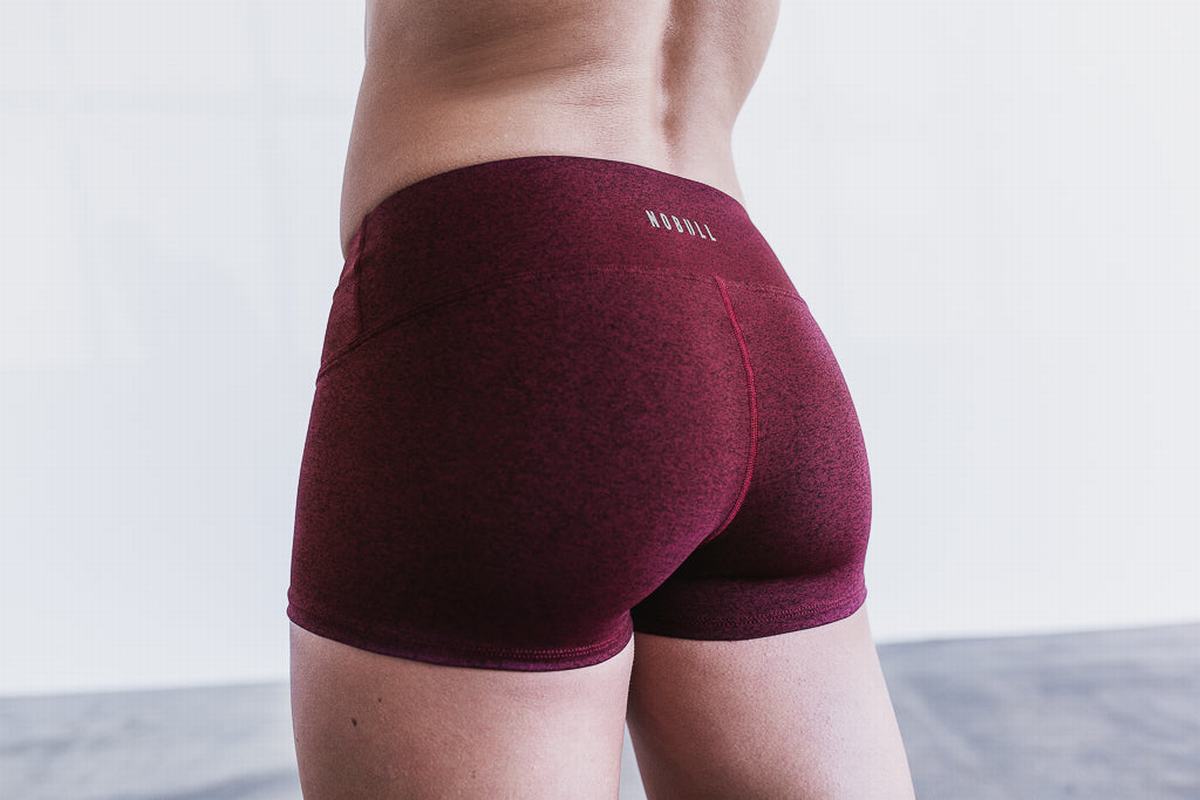 Nobull 2'' Plush Heather Women's Shorts Dark Red | Australia (EB3175)